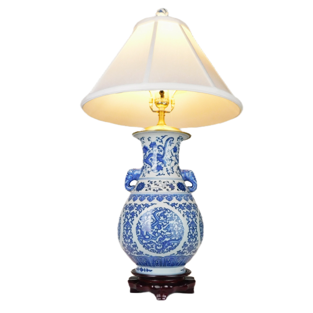 Oriental Furniture Warehouse Blue and White Dragon Table Lamp