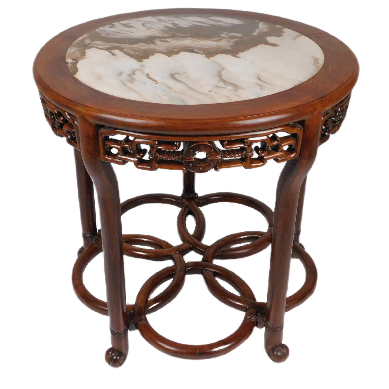 store wholesale Chinese Marble Style at Round Insert Round Marble Chinese  w/ Top Sold Table Pedestal Hardwood Auction: Table