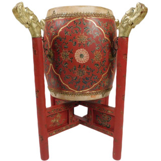 Chinese Ceremonial Drum with Dragon Stand