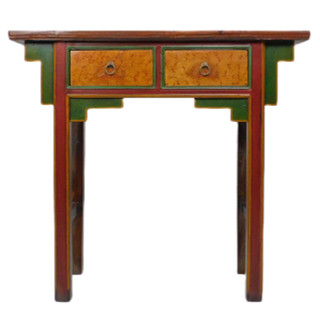Antique Tibetan Small Table with Drawers
