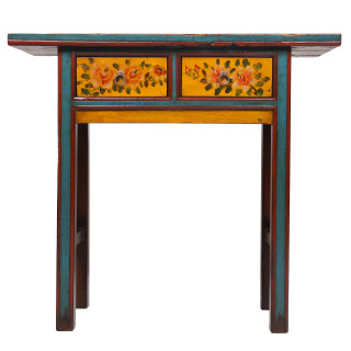 Antique Tibetan Small Table with Drawers