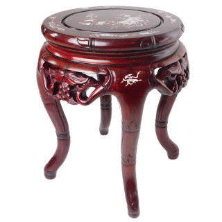 Rosewood Chinese Table Carved Inlaid Mother of Pearl 