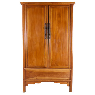 Antique Chinese Armoire with Splayed Sides Natural Finish