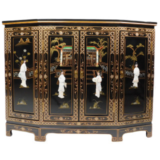 Chinese Cabinet with Four Doors Mother Of Pearl Inlaid