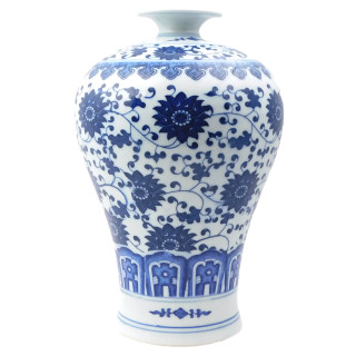 Blue and White Porcelain Ball Vase of Jingdezhen Floral Print