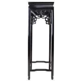 Black Rosewood Plant Stand Carved Lattice Design Thirty Six Inch High.