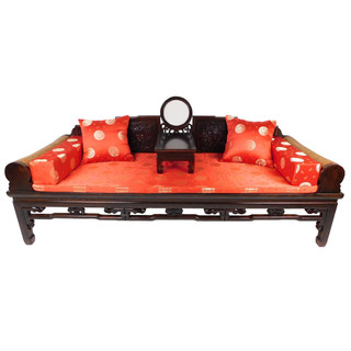 Chinese  Chaise Couch with Bamboo Rolls