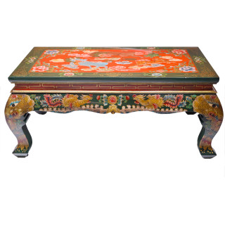 Tibetan Coffee Table with Elephant Painted Legs