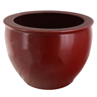 Chinese Large Porcelain Planter Glazed in Oxblood Red 26" Wide
