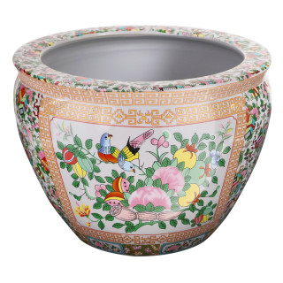 Oriental Furniture Warehouse Porcelain Floral Fishbowl Large Size