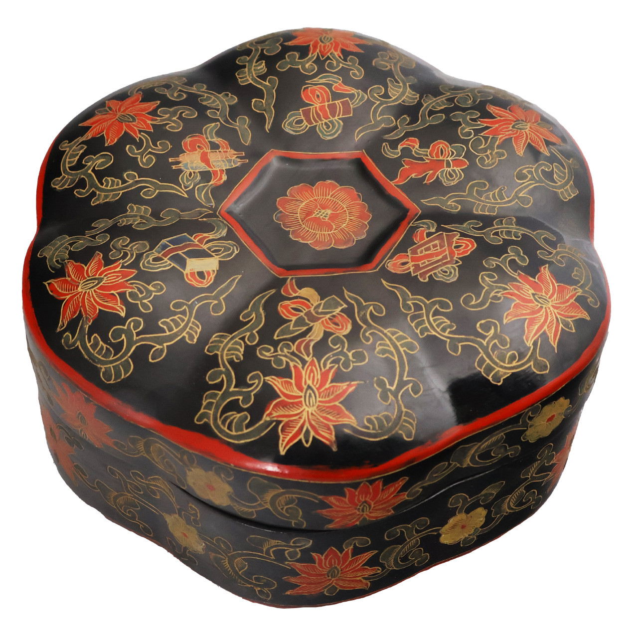 Oriental Furniture Warehouse Chinese Pillow Box Floral Mushroom
