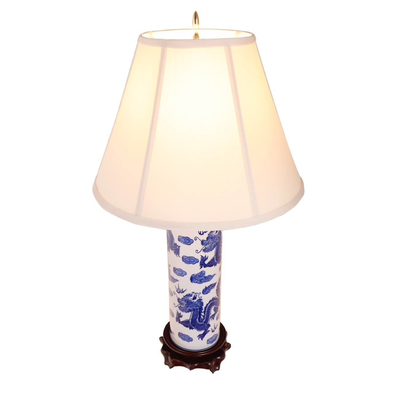 Oriental Furniture Warehouse Dragon Table Lamp Blue and White