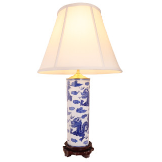Dragon Table Lamp Blue and White Porcelain