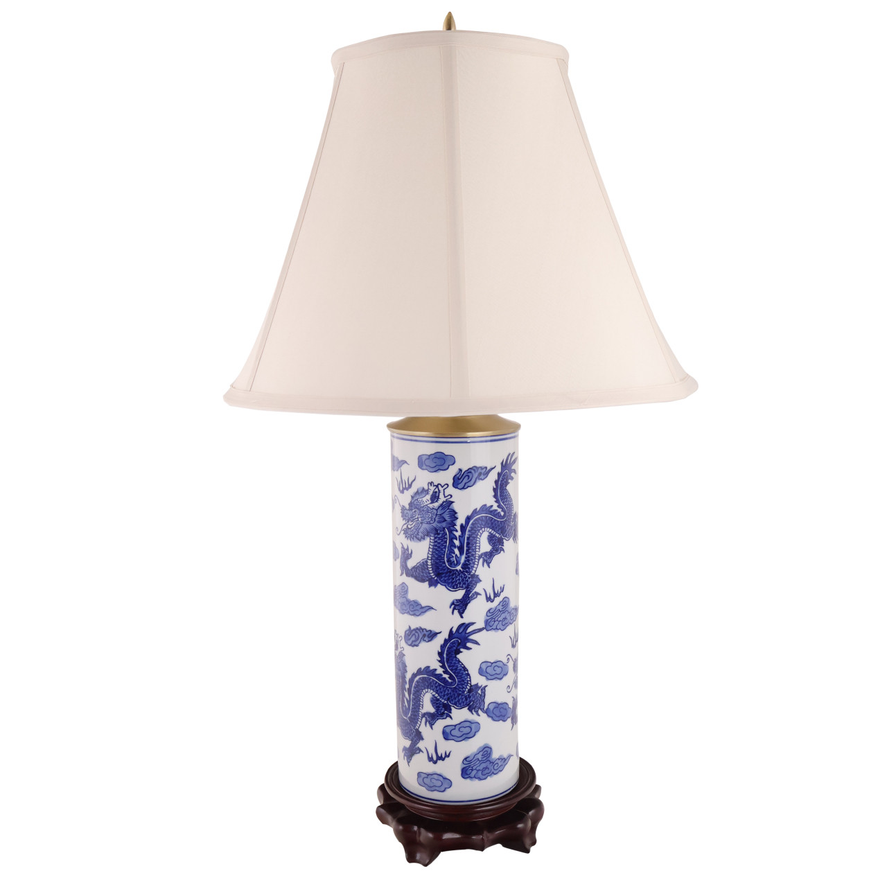 Oriental Furniture Warehouse Dragon Table Lamp Blue and White
