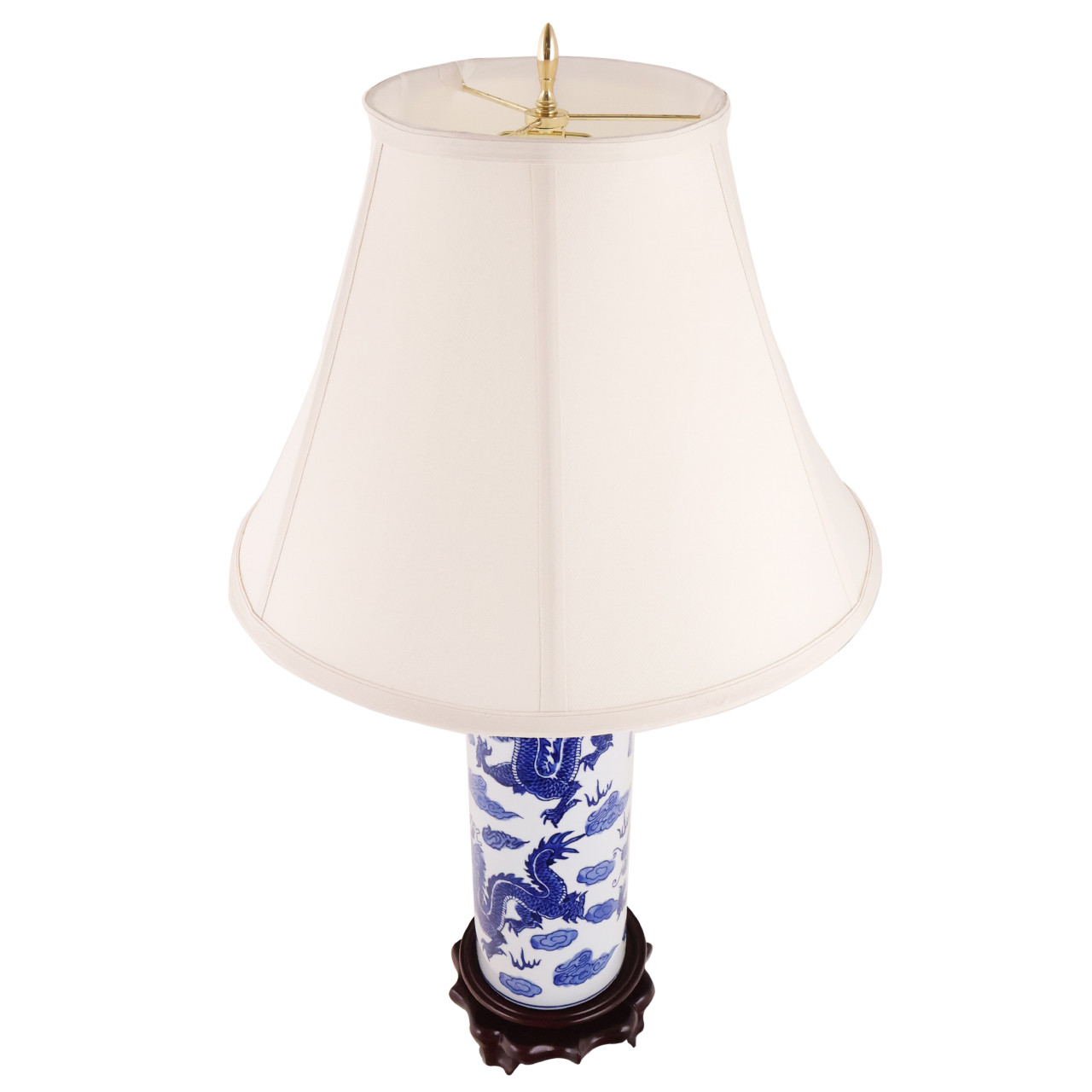 Oriental Furniture Warehouse Dragon Table Lamp Blue and White