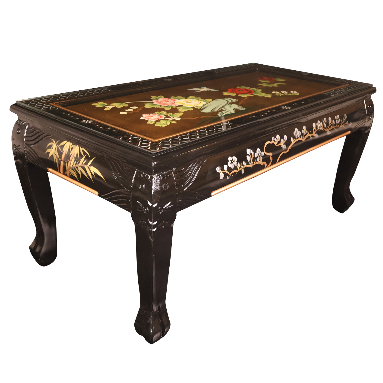 Oriental Furniture Warehouse Gold Leaf Coffee Table Hand Painted