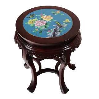 Cloisonne Rosewood Side Table