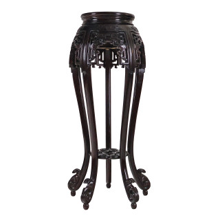 Rosewood Flower Stand With Ornate Heavy Carvings