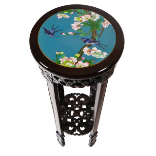 Cloisonne Rosewood Flower Stand