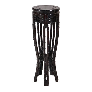 Rosewood Round Flower Stand with Bamboo Carving