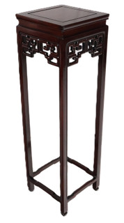 Tall Rosewood Ming Flower Stand With Lattice Carvings 44" High
