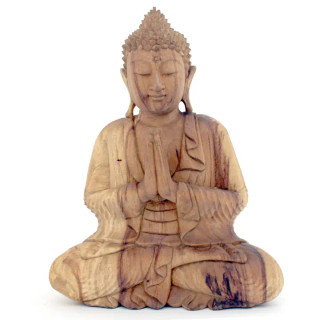 Praying Buddha Hand Carved Acacia Wood 22" H