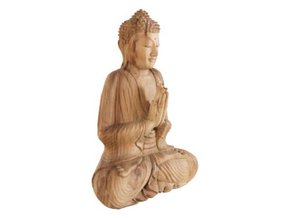 Praying Buddha Hand Carved Acacia Wood 22" H