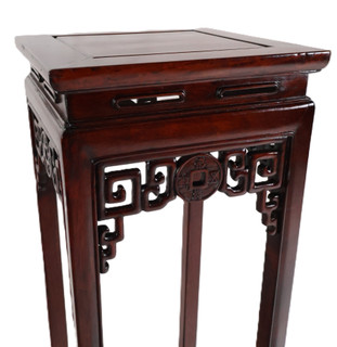 Large Flower Stand Rosewood Table With Carved  Coin Design 47 Inch High