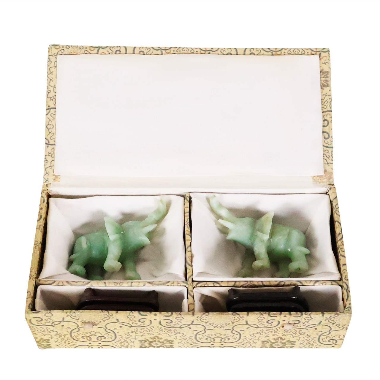  SHAGREEN JADE プレート 2枚セット Purchase Jade Elephants Set of Two Hand Carved Serpentine Jade for