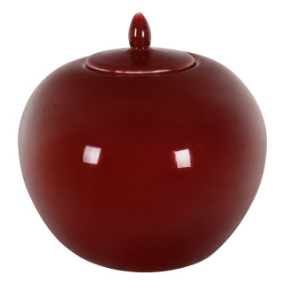 Chinese Porcelain Onion Jar in Ox Blood Red with Removable Lid Top