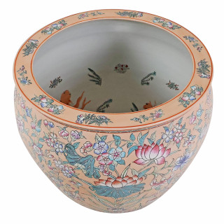 Lotus Planter Chinese Porcelain Vintage 20" Wide