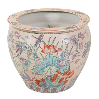  Garden Planter with Lotus flower, Koi fish and Mandarin Ducks Glaze
