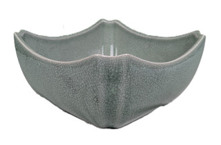 Celadon Table Bowl with Four Corners in Crackle Celadon Glaze