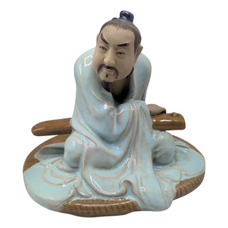 Chinese Wise Man Figureine Ceramic 8” W