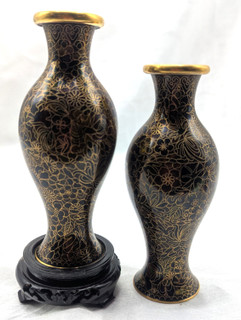 Cloisonne Tulip Vase With Stands Two Piece Set