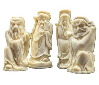 Chinese Cow Bone Carvings Set of Four Wise Men