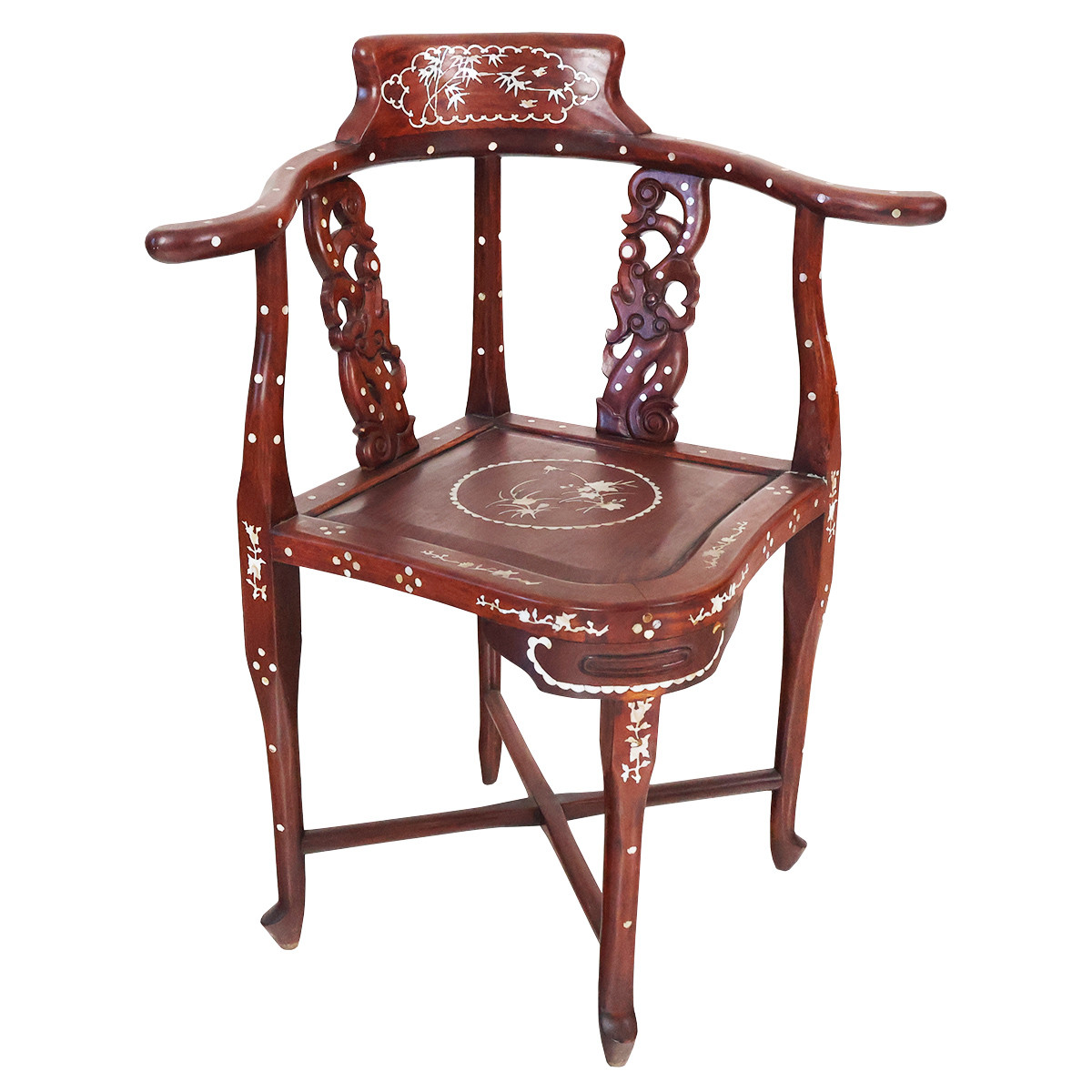 Oriental Furniture Warehouse Corner Chair Carved Mother Of Pearl