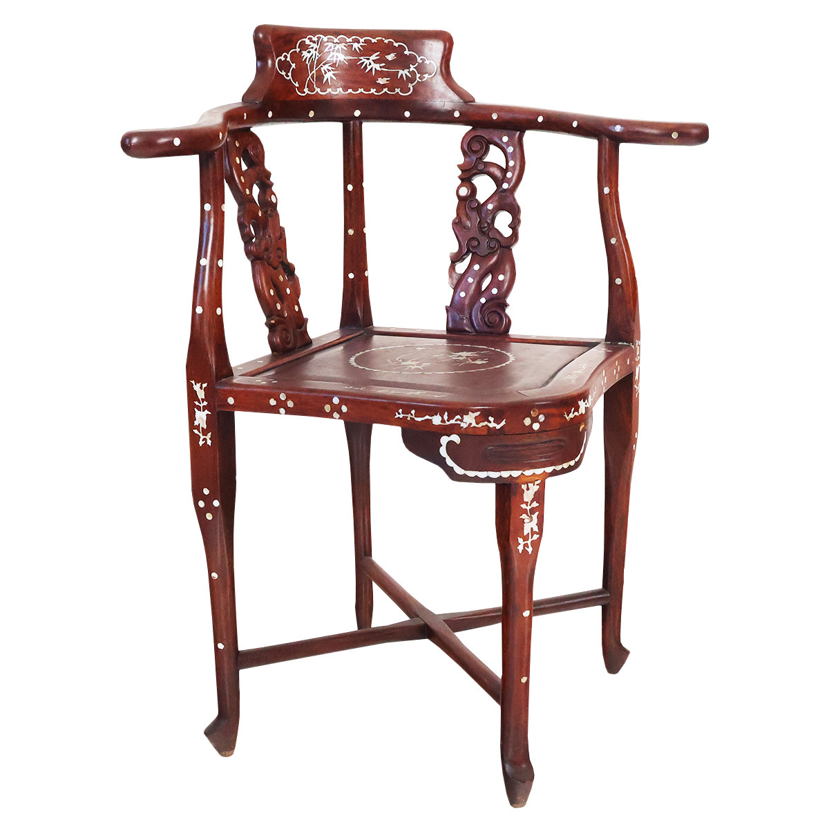 Oriental Furniture Warehouse Corner Chair Carved Mother Of Pearl