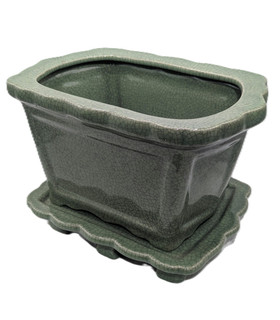  Fluted Porcelain Flower Pot Set Jade Green