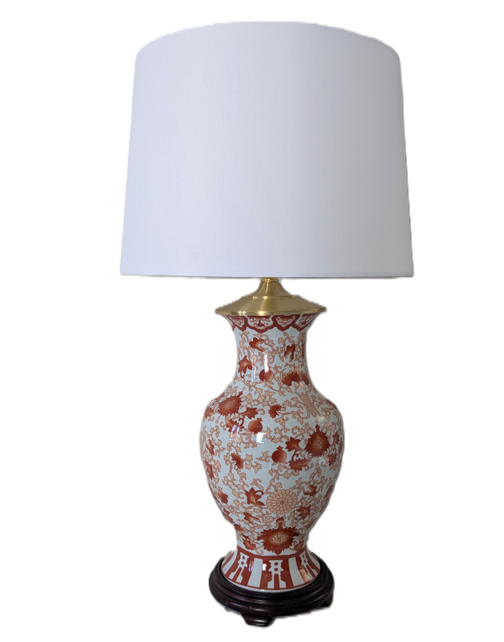 Oriental Furniture Warehouse Table Lamp in Red and White Porcelain