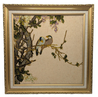 Gemstone Wall Art in Bird and Flower Design