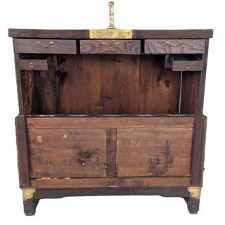 Solid Korean Blanket Chest with Butterfly Brass and Deep Wood Grain
