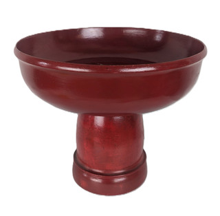 Burmese Offering Stand Bowl Vintage Red Lacquer Painted Wood