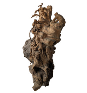 Monkey Mountain and Rock Sculpture Chinese Vintage Carving