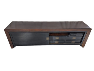 Asian Modern Low Boy Entertainment Cabinet Black Lacquer