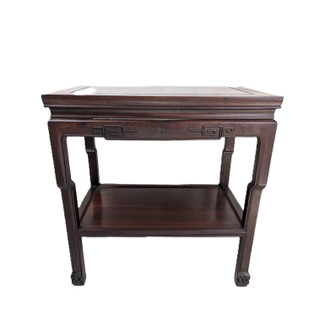 Solid Rosewood Asian Table and Shelf Carved Longevity 