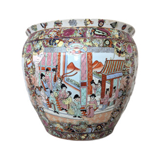 Large Rosemedalion Chinese Porcelain Vintage Planter 