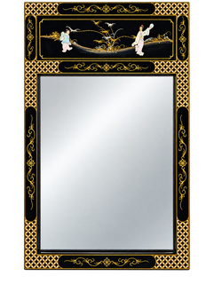 Chinoiserie Mirror With Mother Of Pearl Hand-Painted Chinese Art