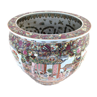 Rare Rosemedalion Chinese Fishbowl Planter 24 Inch
