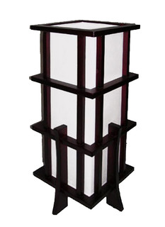 17"H. Asian Pacific Wooden Table Lamp in Black Lacquer with a Rosewood Frame, In line on /off switch